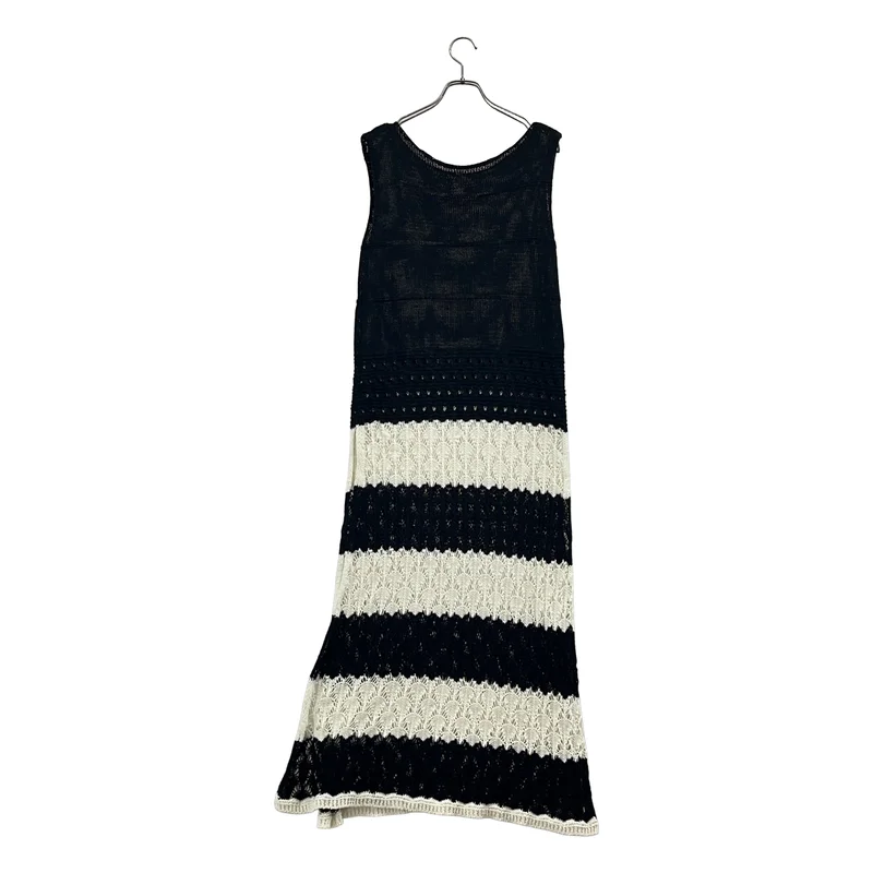 babaco / ババコ | LEAF LACE STRIPE DRESS バイカラー ニット ワンピース | F | レディース