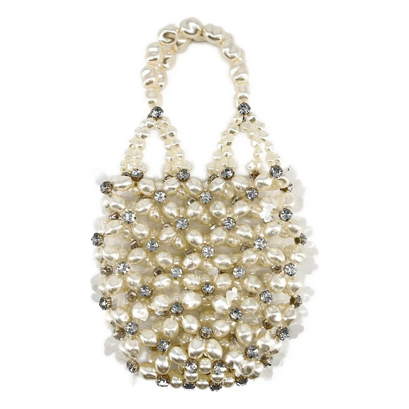 Simone Rocha / シモーネロシャ | HANDHELD BEADED BINDLE BAG / パールフラワー ミニハンドバッグ |