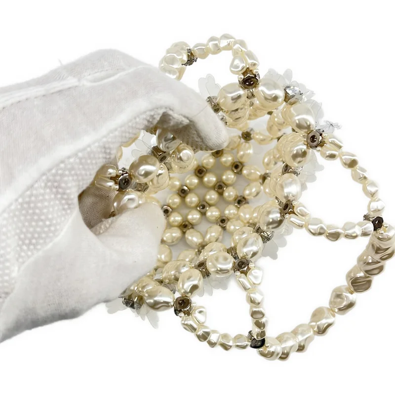 Simone Rocha / シモーネロシャ | HANDHELD BEADED BINDLE BAG / パールフラワー ミニハンドバッグ |
