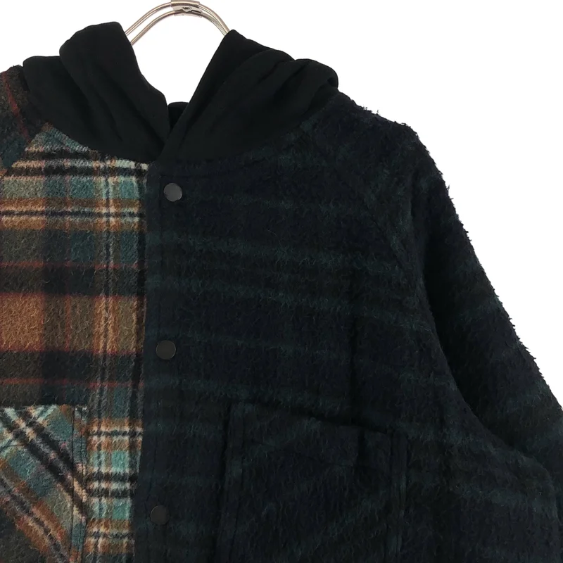 【美品】  REPRESENT / リプレゼント | Hooded Flannel Jacket フード フランネル シャツジャケット | M | ネイビー/グリーン | メンズ REPRESENT / リプレゼント | Hooded Flannel Jacket フード フランネル