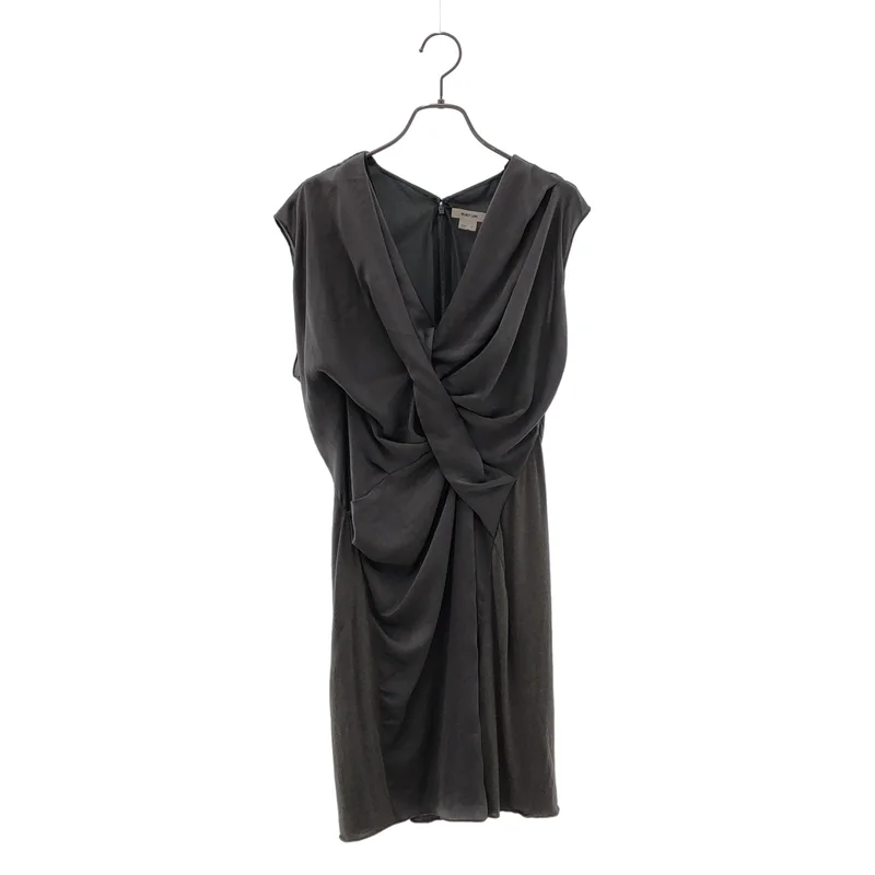 HELMUT LANG / ヘルムートラング | 異素材 ドレープ ノースリーブ ワンピース | 2 | レディース