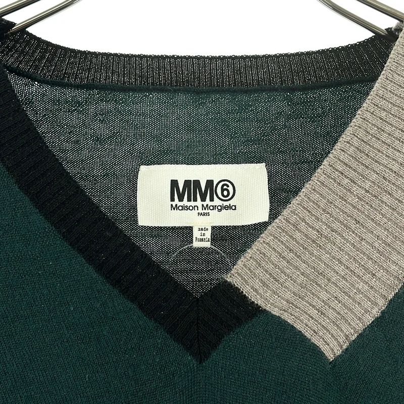 MM6 Maison Margiela / エムエムシックスメゾンマルジェラ | 2016AW | ウール Vネック 切替ニット | M | レディース