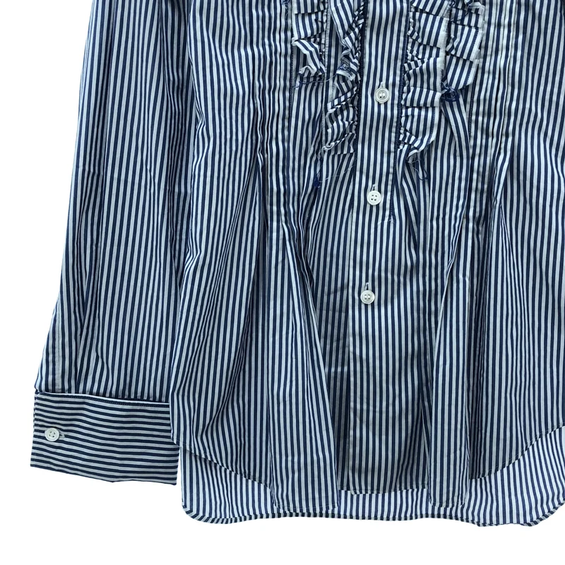 tricot COMME des GARCONS / トリココムデギャルソン | 2005SS | ストライプ ビジュー装飾 フリル 丸襟 シャツ ブラウス | S | レディース