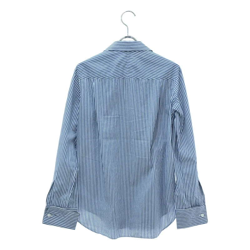 tricot COMME des GARCONS / トリココムデギャルソン | 2005SS | ストライプ ビジュー装飾 フリル 丸襟 シャツ ブラウス | S | レディース