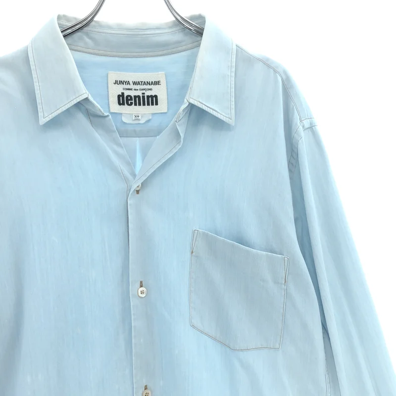 JUNYA WATANABE COMME des GARCONS denim / ジュンヤワタナベコムデギャルソンデニム | ダメージ加工 デニムシャツ ワンピース | XS | レディース