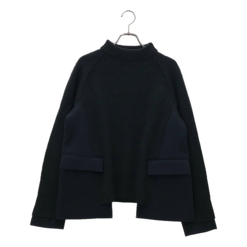 sacai / サカイ | メルトンドッキング フラップポケット プルオーバーニット | 1 | レディース