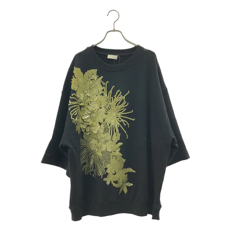 DRIES VAN NOTEN / ドリスヴァンノッテン | スパンコール オーバーサイズ ハーフスリーブ スウェット | S | レディース