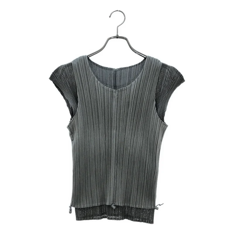 PLEATS PLEASE ISSEY MIYAKE / プリーツプリーズイッセイミヤケ | プリーツ メッシュ レイヤード ノースリーブ カットソー | 3 | レディース