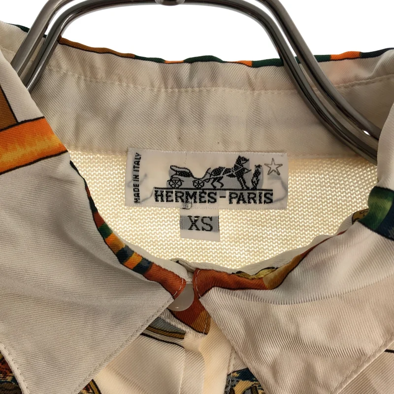 HERMES / エルメス | ツイルレーヌ シルクスカーフ ニット切替 プルオーバーシャツ |