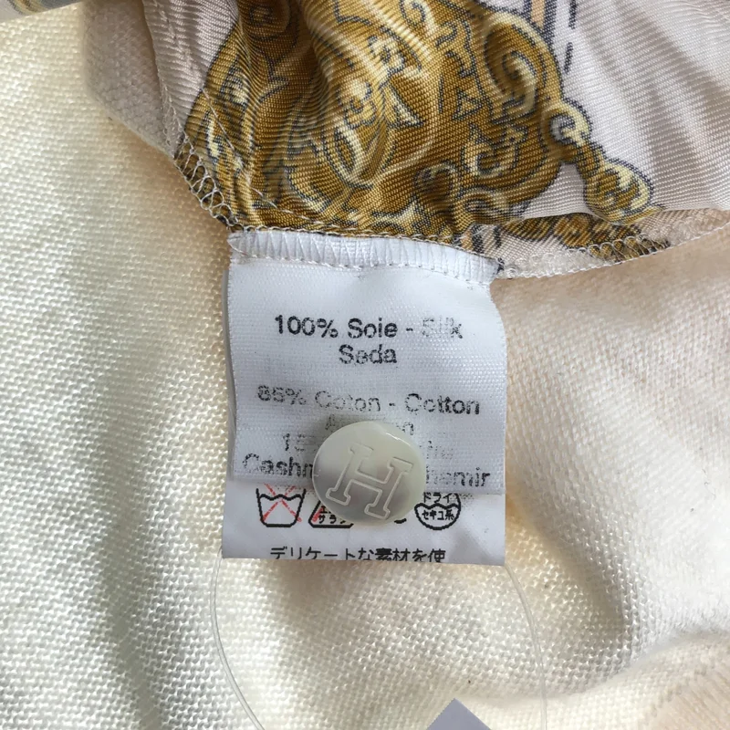 HERMES / エルメス | ツイルレーヌ シルクスカーフ ニット切替 プルオーバーシャツ |