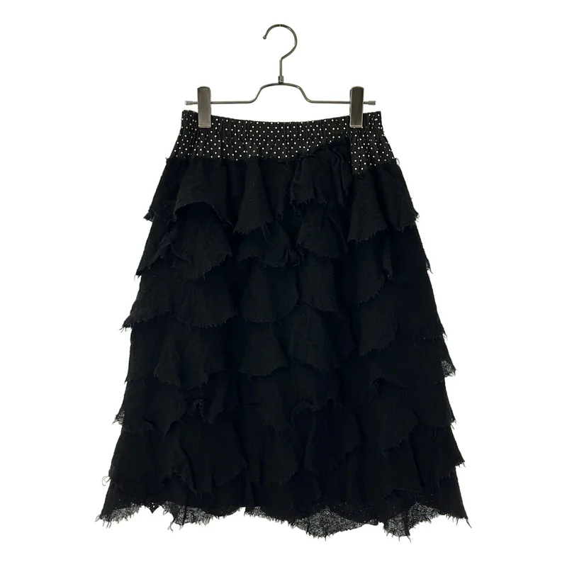 tricot COMME des GARCONS / トリココムデギャルソン | 2012AW | ウール縮絨 コットン切り替え ドット ティアードスカート |