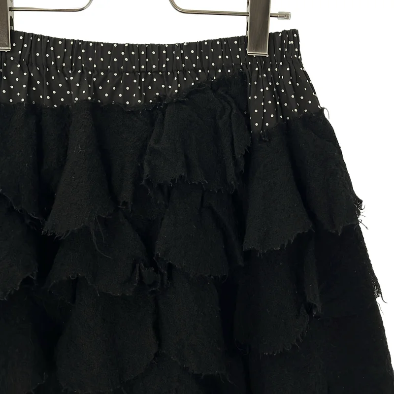 tricot COMME des GARCONS / トリココムデギャルソン | 2012AW | ウール縮絨 コットン切り替え ドット ティアードスカート |