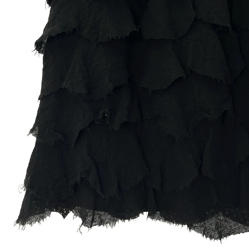 tricot COMME des GARCONS / トリココムデギャルソン | 2012AW | ウール縮絨 コットン切り替え ドット ティアードスカート |