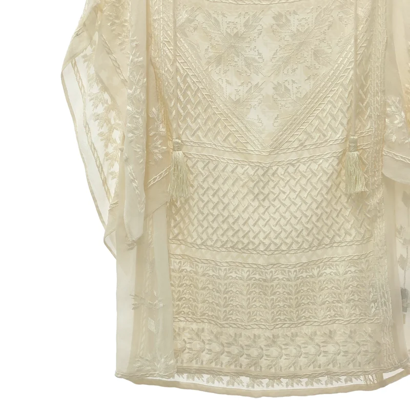 ISABEL MARANT / イザベルマラン | Allen シルク ジャガード タッセル 半袖ブラウス | 38 | レディース