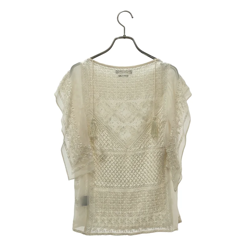 ISABEL MARANT / イザベルマラン | Allen シルク ジャガード タッセル 半袖ブラウス | 38 | レディース