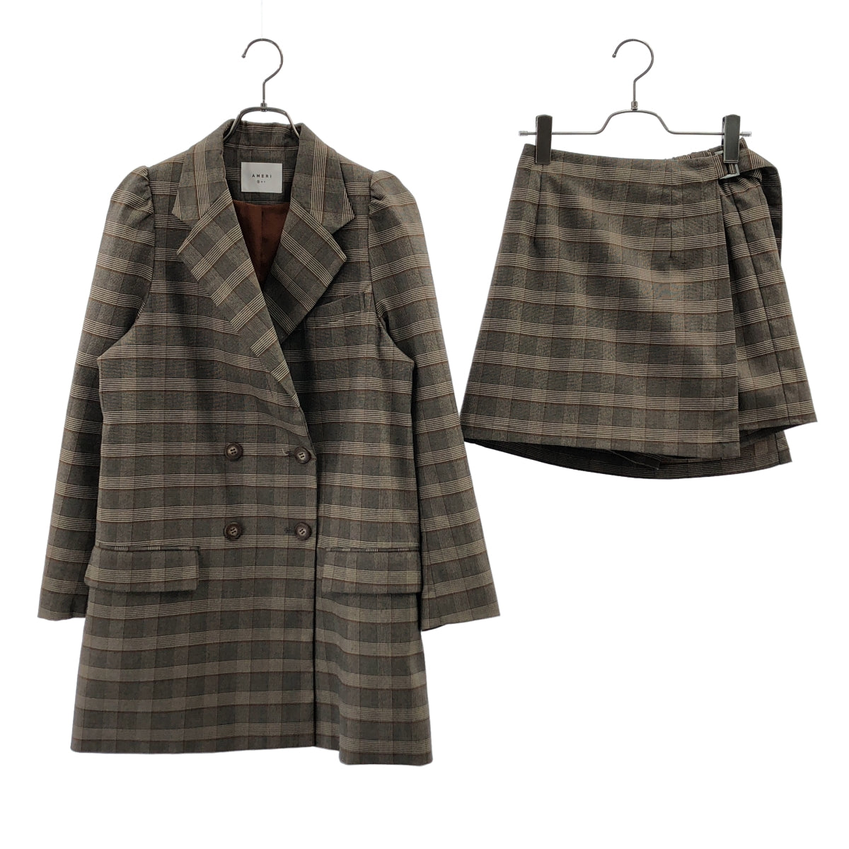 J437/美品 25SS AMERI VINTAGE セットアップ チェック AMERI / アメリ | セットアップ / PUFF CHECK JACKET WITH SKIRT