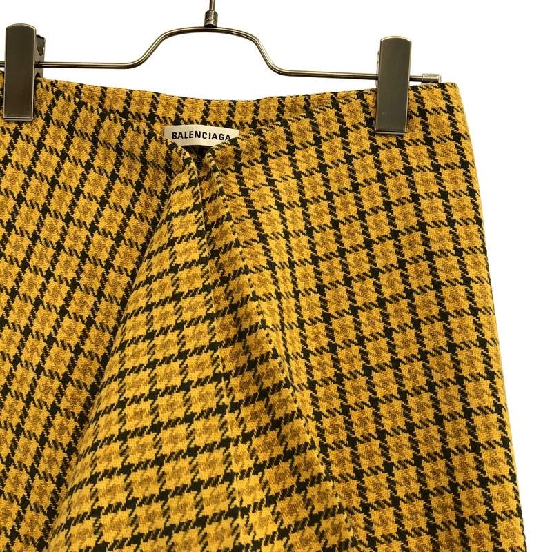 BALENCIAGA / バレンシアガ | ウール混 チェック フリンジ スカート | 32 | レディース