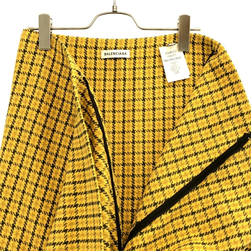 BALENCIAGA / バレンシアガ | ウール混 チェック フリンジ スカート | 32 | レディース