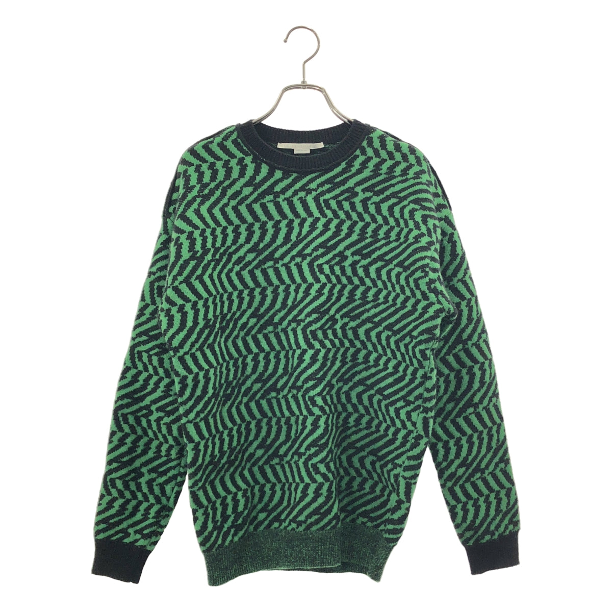 STELLA McCARTNEY / ステラマッカートニー | ウール 総柄 ジャガード クルーネックニット | 38 | グリーン | レディース STELLA McCARTNEY / ステラマッカートニー | ウール 総柄 ジャガード