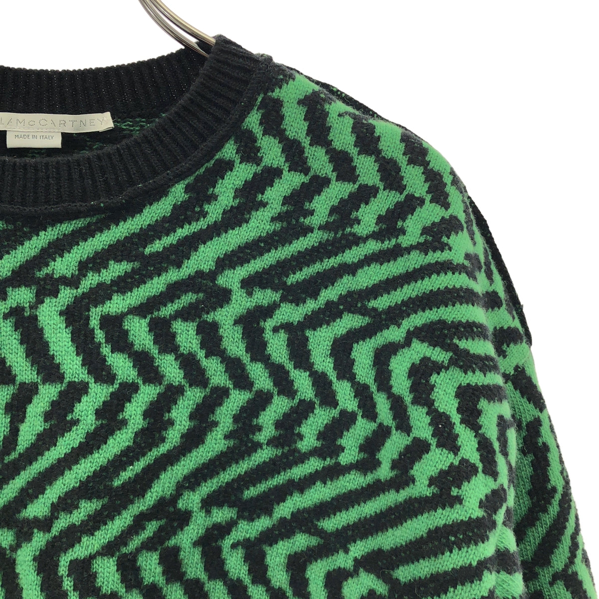 STELLA McCARTNEY / ステラマッカートニー | ウール 総柄 ジャガード クルーネックニット | 38 | グリーン | レディース STELLA McCARTNEY / ステラマッカートニー | ウール 総柄 ジャガード