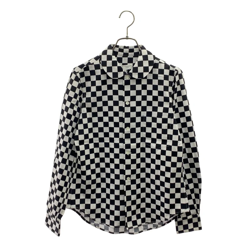 robe de chambre COMME des GARCONS / ローブドシャンブルコムデギャルソン | 2002AW | コットン ブロックチェック ラウンドカラーシャツ | S | レディース