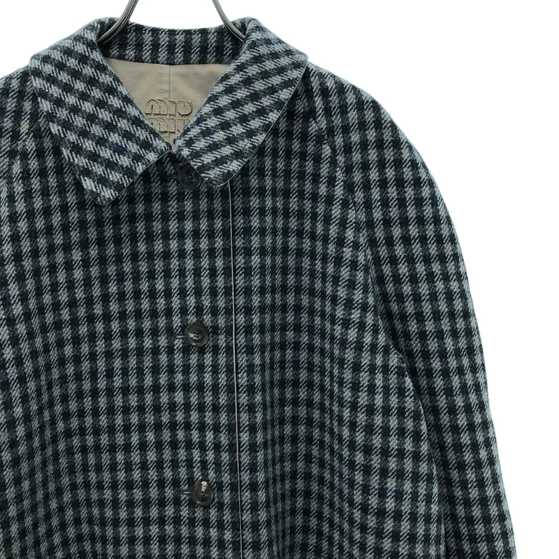 miu miu / ミュウミュウ | 2025AW | リバーシブル チェック バルマーカン ステンカラーコート | 36 | レディース