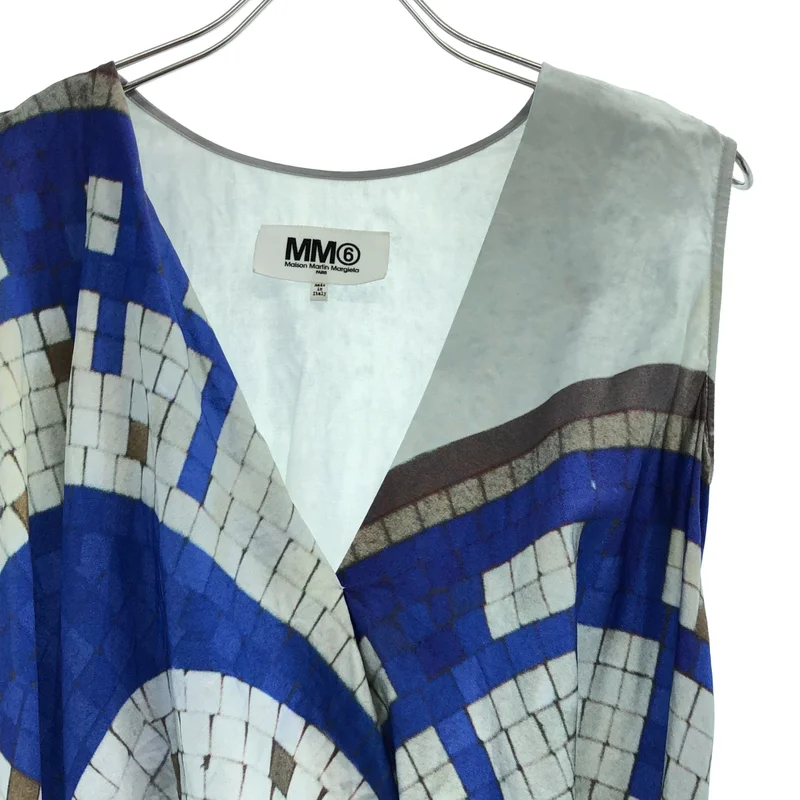 MM6 Maison Martin Margiela / エムエムシックスメゾンマルタンマルジェラ | 2013AW | コットン シルク グラフィックプリント ノースリーブワンピース | 40 | レディース