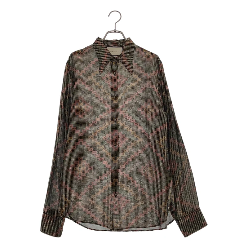 GUCCI / グッチ | シルク ラメミックス 総柄シャツ | 38 | メンズ
