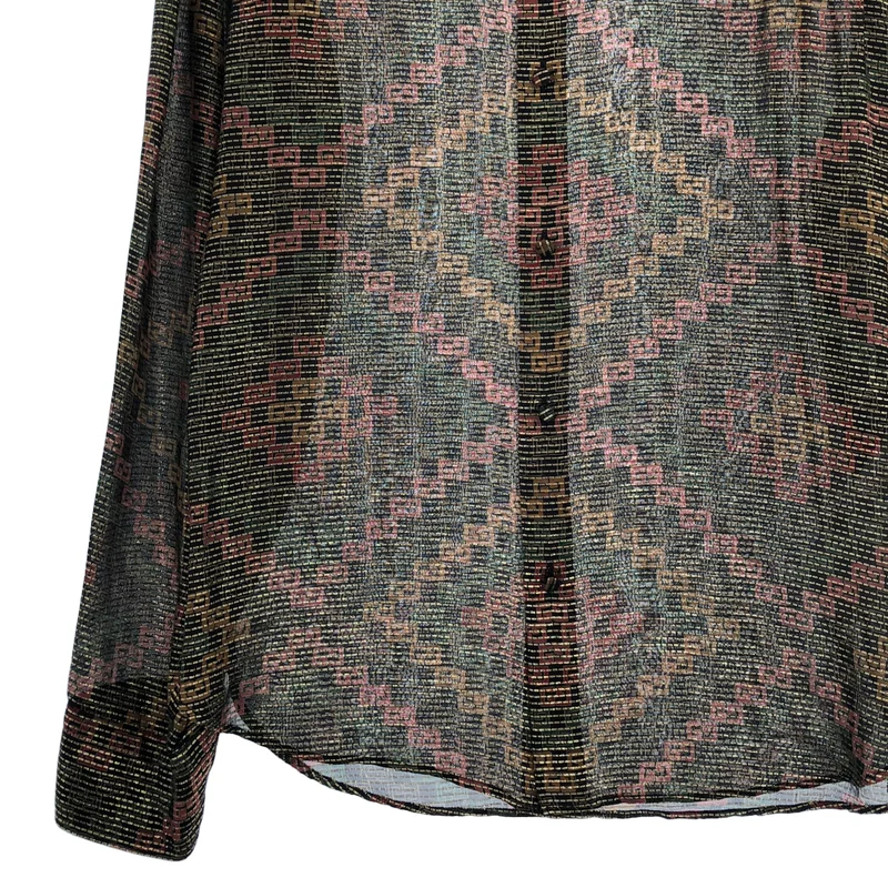 GUCCI / グッチ | シルク ラメミックス 総柄シャツ | 38 | メンズ
