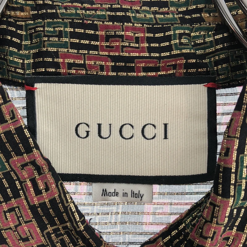 GUCCI / グッチ | シルク ラメミックス 総柄シャツ | 38 | メンズ