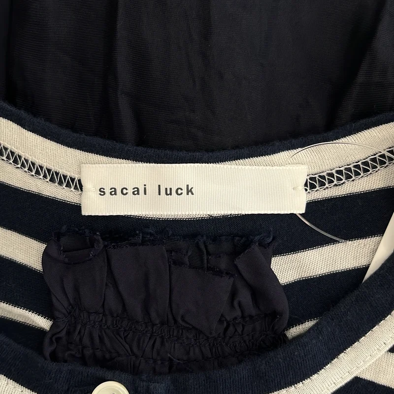 sacai luck / サカイラック | コットン ボーダー クルーネックカーディガン | 1 | レディース