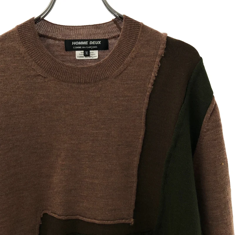 COMME des GARCONS HOMME DEUX / コムデギャルソンオムドゥ | 2021AW | ウール混 切り替え クルーネックニット | M | メンズ