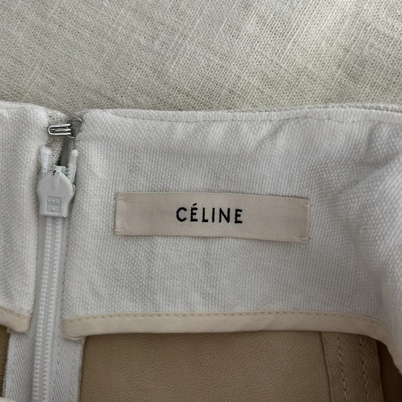 CELINE / セリーヌ | フィービー期 / 羊革 ダブルフェイス リネン スカート | 34 | レディース