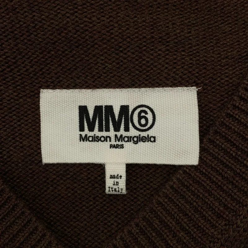 MM6 Maison Margiela / エムエムシックスメゾンマルジェラ | 2022AW | ダメージ加工 エルボーパッチ Vネック ニット | S | メンズ