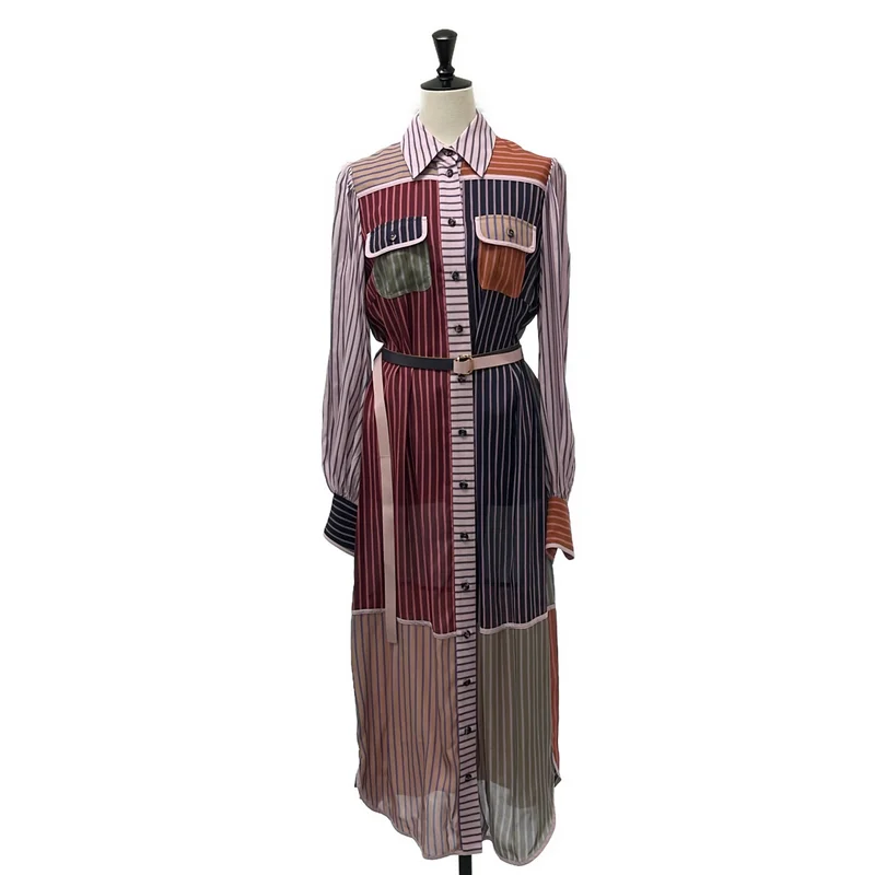 None / | ZIMMERMANN / ジマーマン / ストライプ パッチワーク ベルテッド シアーシャツワンピース | 0 | レディース