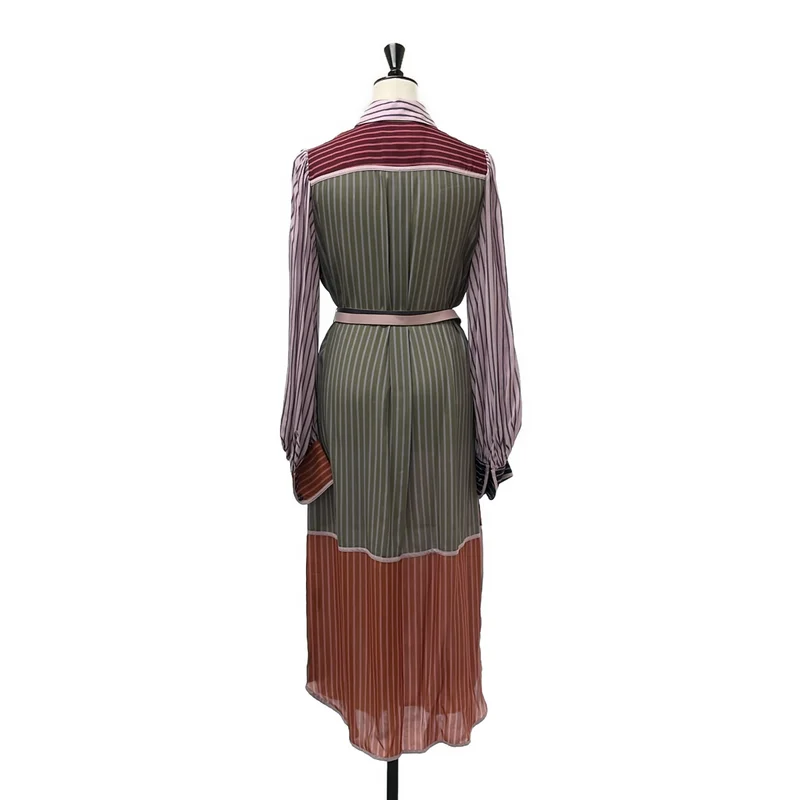 None / | ZIMMERMANN / ジマーマン / ストライプ パッチワーク ベルテッド シアーシャツワンピース | 0 | レディース