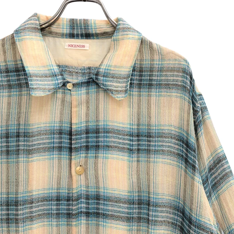 NICENESS / ナイスネス | 2025AW | THOM ウール マルチカラー オンブレチェック オープンカラージャケットシャツ | XL | メンズ