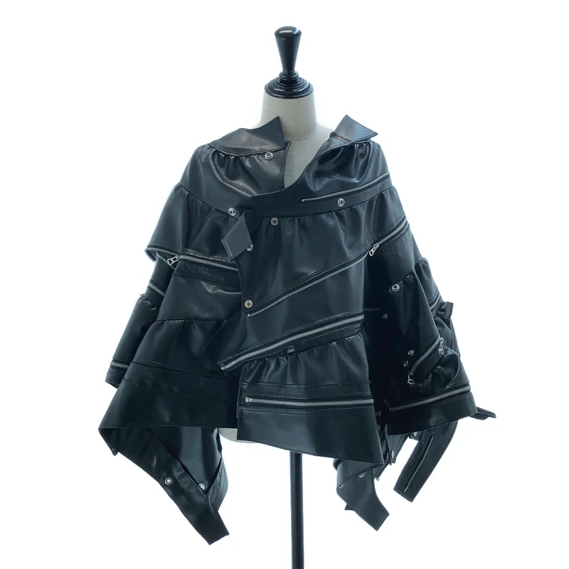 JUNYA WATANABE / ジュンヤワタナベ | 2022AW | フェイクレザー 再構築 ライダースジャケット JJ-J037 | S | レディース