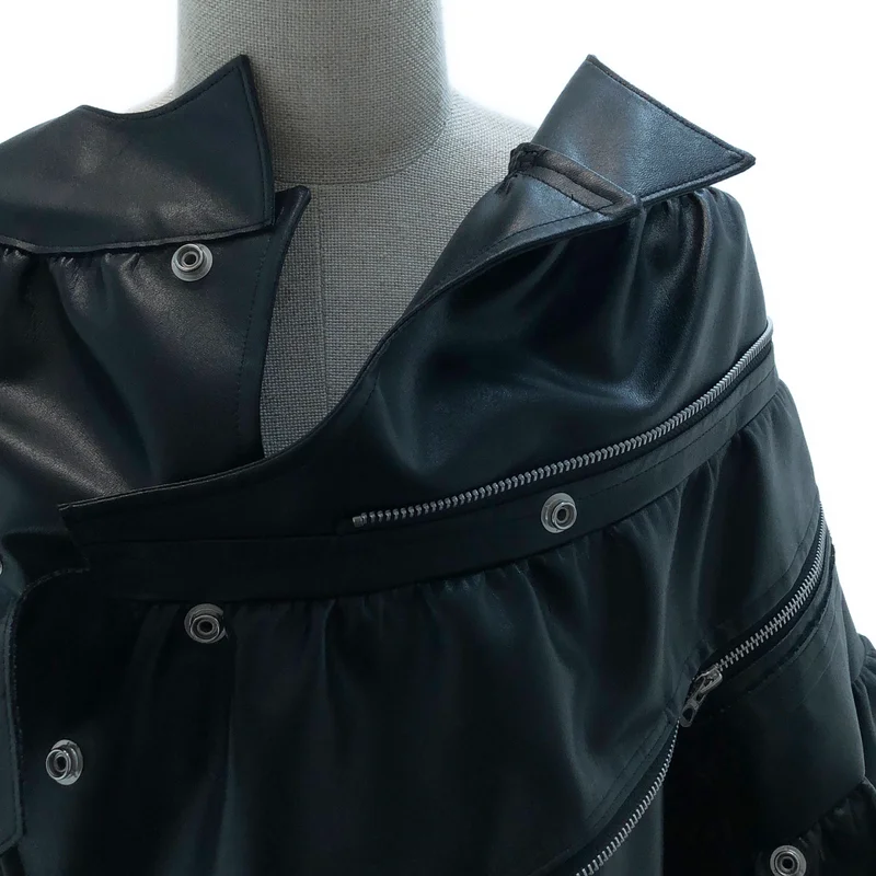 JUNYA WATANABE / ジュンヤワタナベ | 2022AW | フェイクレザー 再構築 ライダースジャケット JJ-J037 | S | レディース