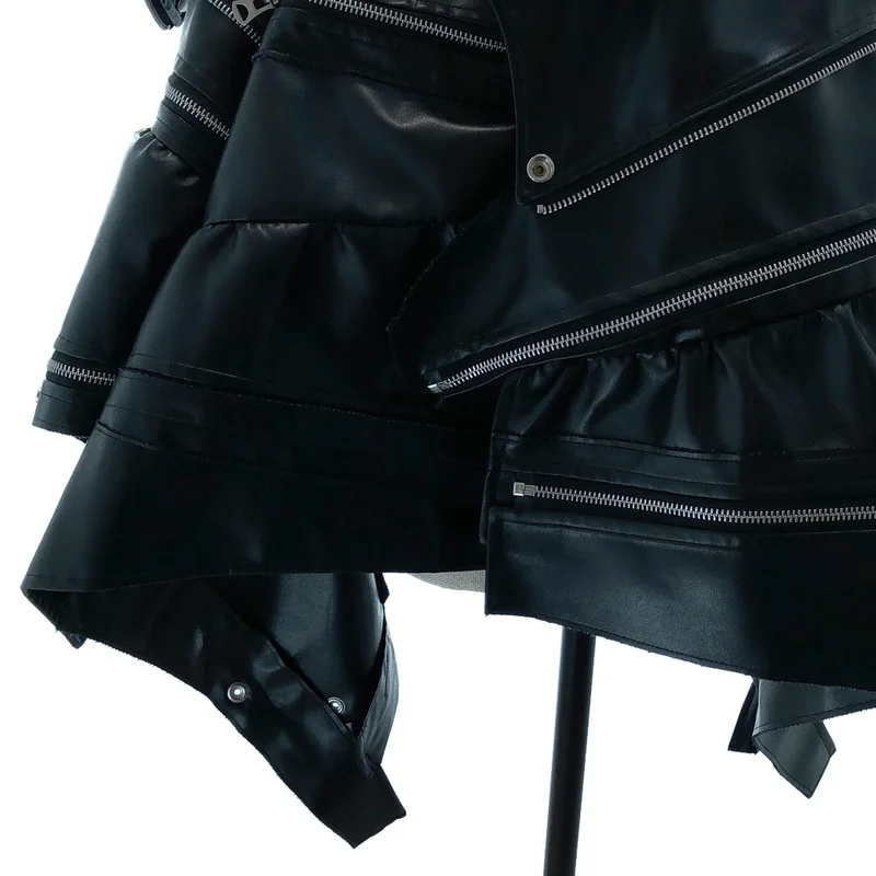 JUNYA WATANABE / ジュンヤワタナベ | 2022AW | フェイクレザー 再構築 ライダースジャケット JJ-J037 | S | レディース