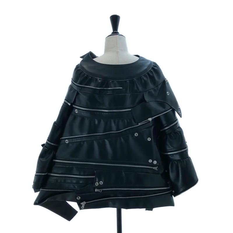 JUNYA WATANABE / ジュンヤワタナベ | 2022AW | フェイクレザー 再構築 ライダースジャケット JJ-J037 | S | レディース