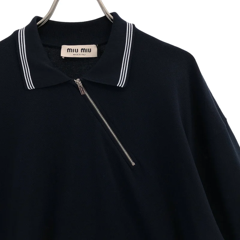 miu miu / ミュウミュウ | Cotton pique zippered polo shirt ジップポロシャツ MJLA20 | S | レディース