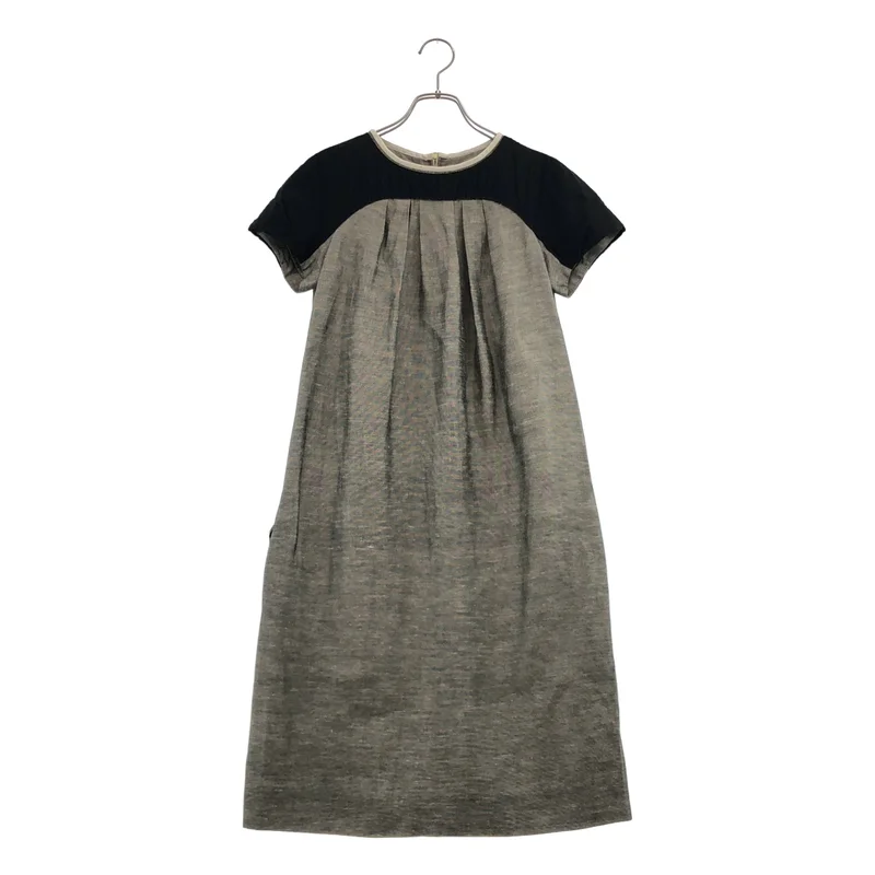 Chloe / クロエ | リネン フロントタック 半袖ワンピース | 34 | レディース