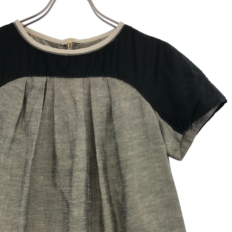 Chloe / クロエ | リネン フロントタック 半袖ワンピース | 34 | レディース