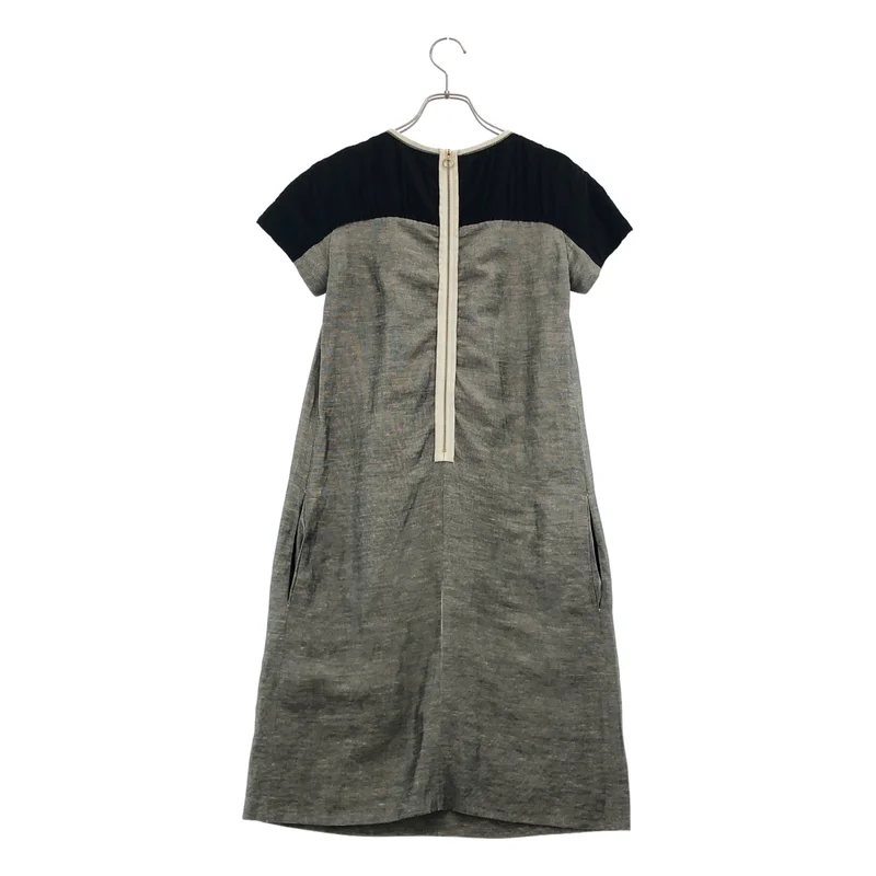 Chloe / クロエ | リネン フロントタック 半袖ワンピース | 34 | レディース