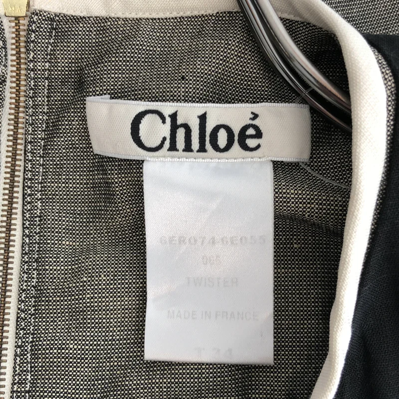 Chloe / クロエ | リネン フロントタック 半袖ワンピース | 34 | レディース