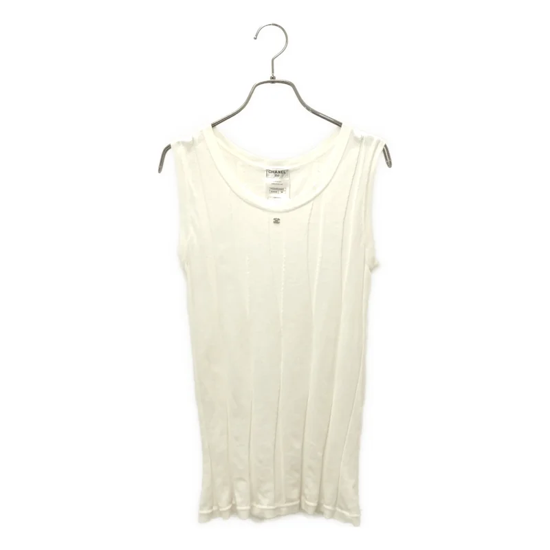CHANEL / シャネル | ココマーク ビジュー装飾 タンクトップ カットソー | 38 | レディース