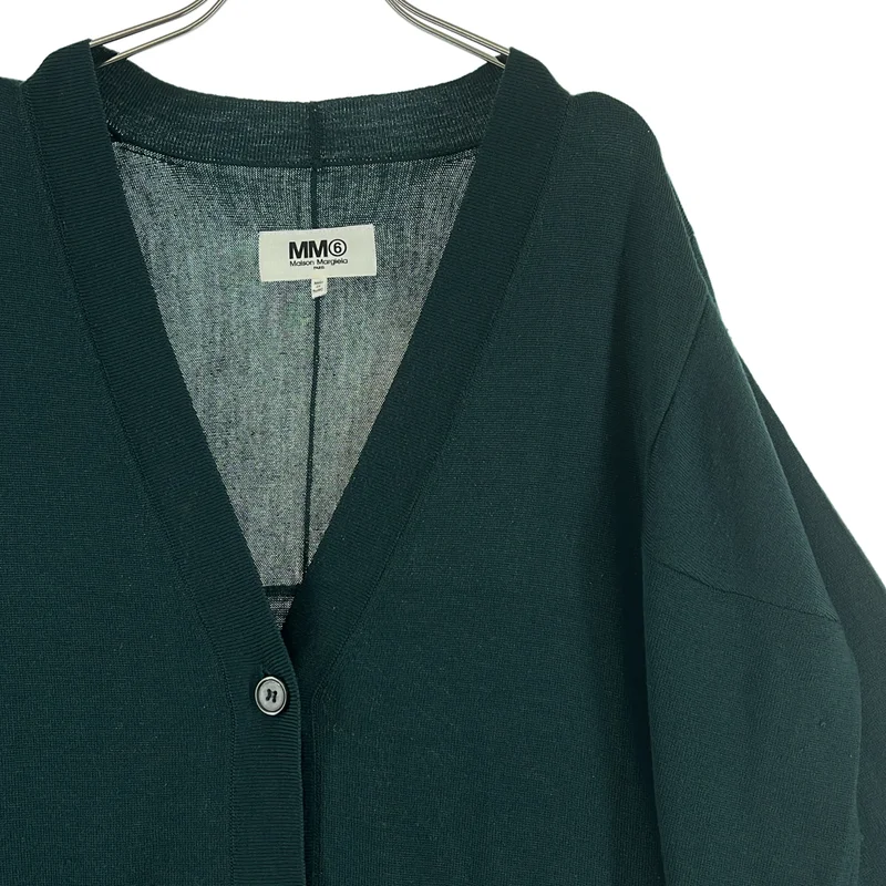 【美品】  MM6 Maison Margiela / エムエムシックスメゾンマルジェラ | 2020AW | ウール バイカラー ニット カーディガン | S | ブラック/ベージュ | レディース MM6 MAISON MARGIELA エムエムシックス メゾン マルジェラ トップス