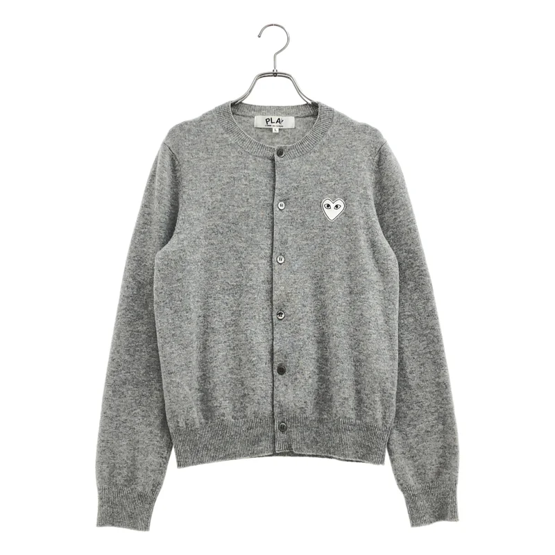 PLAY COMME des GARCONS / プレイコムデギャルソン | AD2018/6 | ウール ホワイトハート クルーネックカーディガン | L | メンズ