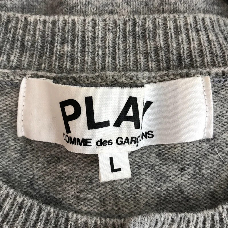 PLAY COMME des GARCONS / プレイコムデギャルソン | AD2018/6 | ウール ホワイトハート クルーネックカーディガン | L | メンズ